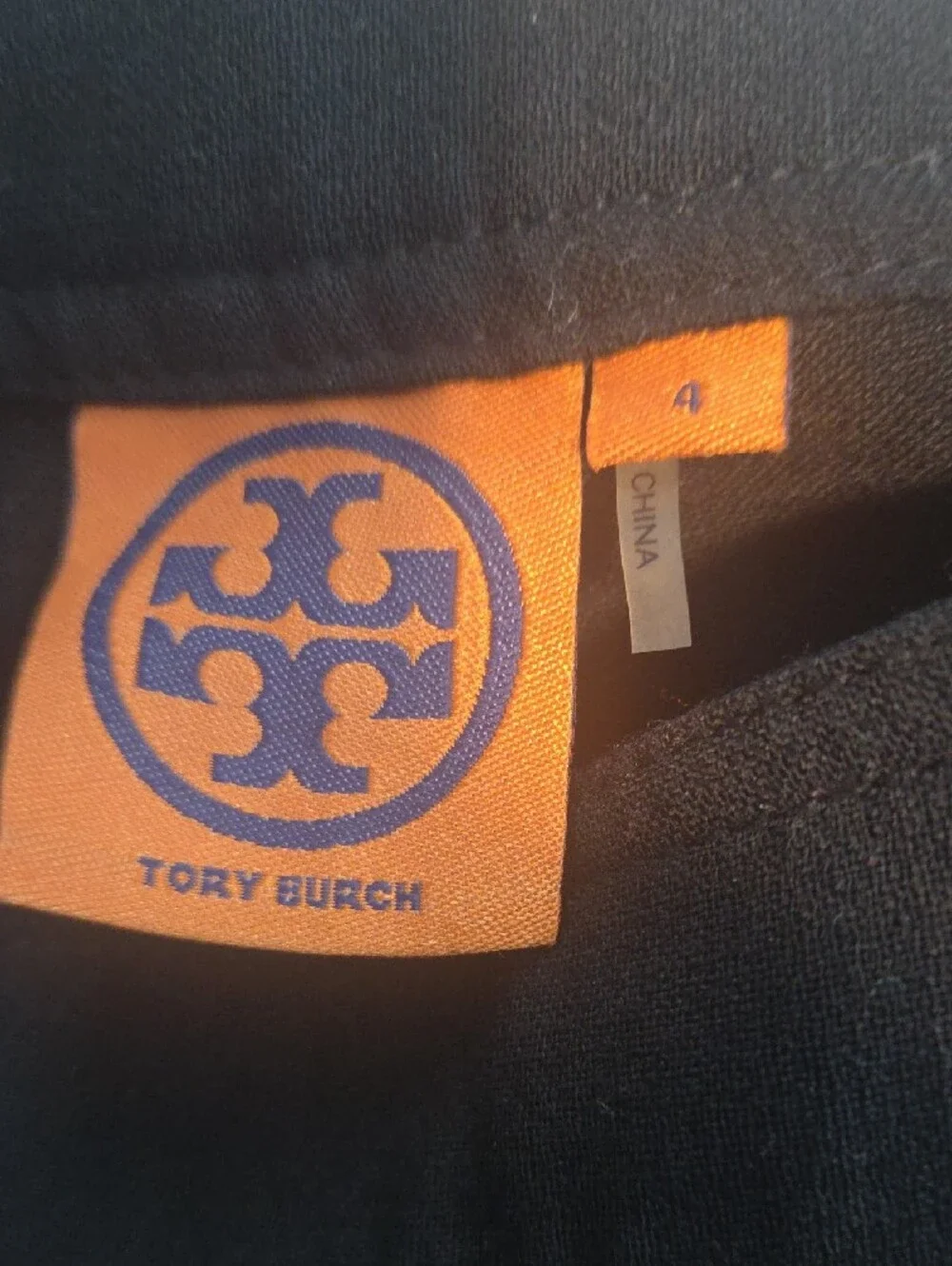 Tory Burch Black Ponte Slim Pants with Gold Logo Accent